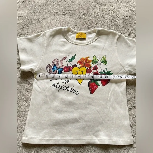 JULIET JOHNSTONE Women's White Graphic Short Sleeve Baby Tee Size S - Picture 2 of 7